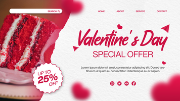 Realistic Valentines Day Cake Sale Template for landing page psd