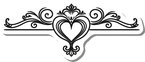 ornato cuore design con vorticoso floreale Accenti png