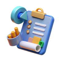3D Illustration Checklist Progress Report Business Planning png