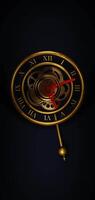 Old Golden Classic Roman Numeral Clock with Spinning Minute and Hour Hands Over Dark Background in 3D Animation Loop Animation Mobile Live Wallpaper video