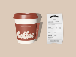 café tasse et le reçu maquette psd