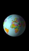 Earth Globus Map Rotating On Vertical 2D Cartoon Animation video