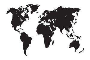 detallado mundo mapa silueta ilustración para geografía proyectos vector