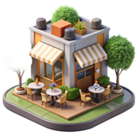 Charming Outdoor Cafe Patio Design, 3D Render png