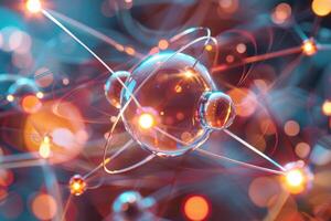 esta vibrante ilustración capturas atómico estructuras con electrones orbital, destacando el dinámica interacciones a el molecular nivel en un maravilloso digital formato foto