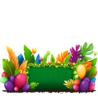 Vibrant Decorative Frame with Colorful Leaves and Easter Eggs Design png