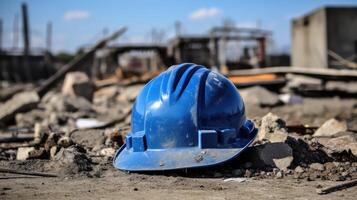 helmet blue hard hat photo