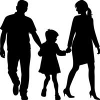 silueta familia caminando juntos unión ilustración para paternidad y relaciones vector