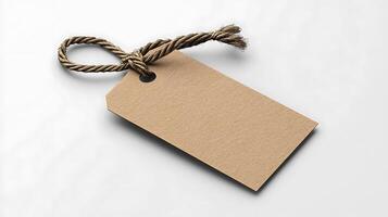 A brown paper tag with a rope tied to it photo