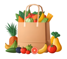 une papier sac plein de des fruits et des légumes png