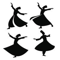agraciado sufi danza siluetas vector