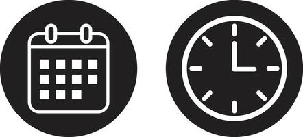 Date and time icon set . Clock and calendar icons . illustration vector