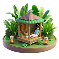 Tranquil Gazebo Relaxation in Lush Greenery png