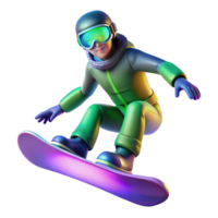 wunderbar traditionell 3d Illustration Snowboarder Karikatur hoch Auflösung png