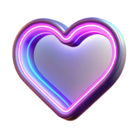 vibrant abstract Neon Heart 3D Render detailed png