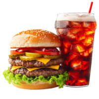 doble hamburguesa con queso y soda en transparente antecedentes png