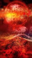 une volumineux planète de une rouge teinte tourne contre le toile de fond de une fantastique extraterrestre paysage. video