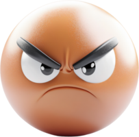 ein digital gerendert runden Emoji Gesicht mit gefurcht Brauen, grell Augen, und ein heruntergekommen Mund, ausdrücken heftig Zorn und Frustration. png