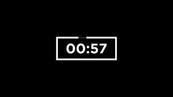60 secondi conto alla rovescia Timer animazione isolato su nero sfondo video