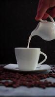 Pouring milk into coffee cup from Ceramic Creamer Pitchers video