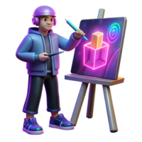 imponerande minimalistisk fantastisk modern 3d illustration konstnär målning neon kub 4k 4k png