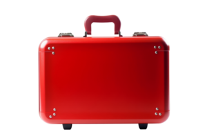 rojo maleta para de viaje con rojo manejar. png