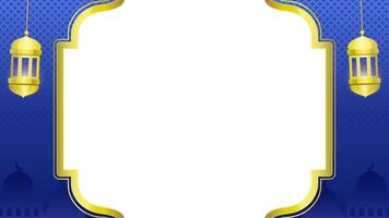 Horizontal Ramadan background template for greeting card. Elegant animation of golden ornaments and lanterns video