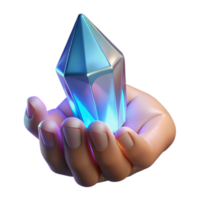 skön abstrakt hand innehav en kristall med ljus belysning transparent bakgrund 4k png