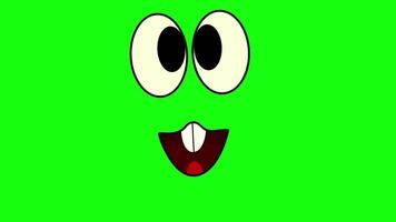 Squinting Eyes Happily Looking Around On Greenscreen Background 2D Cartoon Animation video