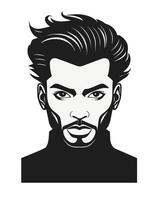 African American man with an ivy league haircut, ruffled hair, goatee and moustache style of the 1990s. vector