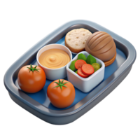 vibrante artístico gastrónomo comida en avión bandeja mesa separar alto calidad png