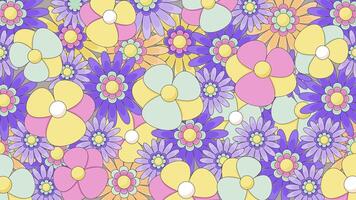 beschwingt handgemalt Blumen- Muster im Lo-Fi ästhetisch 2d Karikatur Animation. Blumen nostalgisch zart Blütenblätter, harmonisch Jahrgang botanisch animiert eben Hintergrund 4k Hintergrund Szene Geschichtenerzählen video
