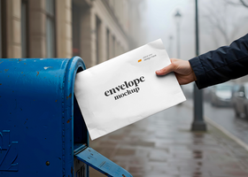 Hand Holding Large Envelope Mockup psd