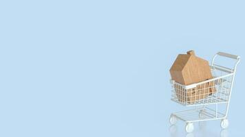 House in Shopping cart for property or real estate . photo