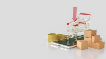 Shopping cart on mobile for Business concept 3d Rendering . photo