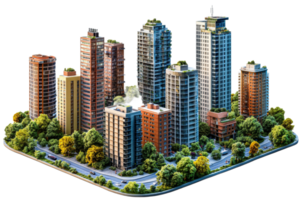 urbano paisaje con moderno edificios y verdor png