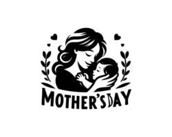 Mothers day logo design with a woman holding a baby vector