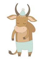 amable toro personaje vector