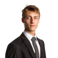 sur de soi Jeune homme d'affaire dans formel costume et attacher posant pour entreprise portrait png