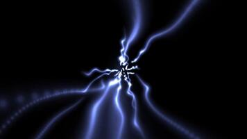 raggiante blu cosmico energia pista sentiero Magia esplorando effetto animazione su nero sfondo video