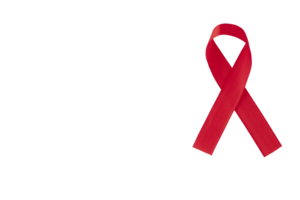Red ribbon, symbol of social awareness, isolated on white background. World Cancer Day. AIDS, HIV. copy space. png