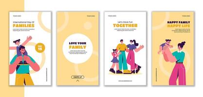 Family Day Social Media Stories Template with Cartoon Style Hand Drawn Background vector