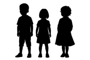 Children Silhouette Boy, Girl, Kids on Isolated Background. Diversity, Childhood, Education, Playtime Theme vector
