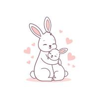 reconfortante ilustración de conejito mamá y bebé, símbolo de amor y madres día afecto vector