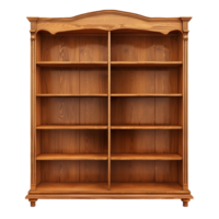 Classic Wooden Bookcase with Multiple Shelves and Elegant Design for Home or Office png