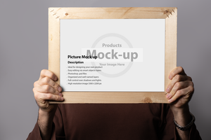Holding a picture frame by hands- editable psd