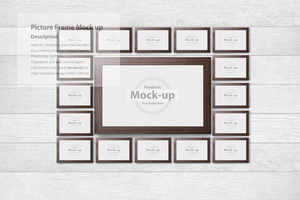 Multiple picture frames mock-up template psd