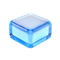 blå 3d glansig kub isolerat på transparent bakgrund png