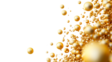 dourado líquido esferas em Preto fundo, decorativo e brilhante , cortar Fora transparente png