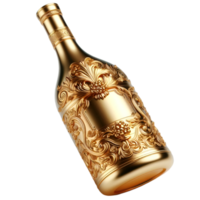 gouden wijn fles met wijnoogst stijl png